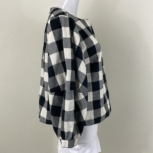 Sunday in Brooklyn checkered puff sleeve blouse size small - Picture 2 of 7
